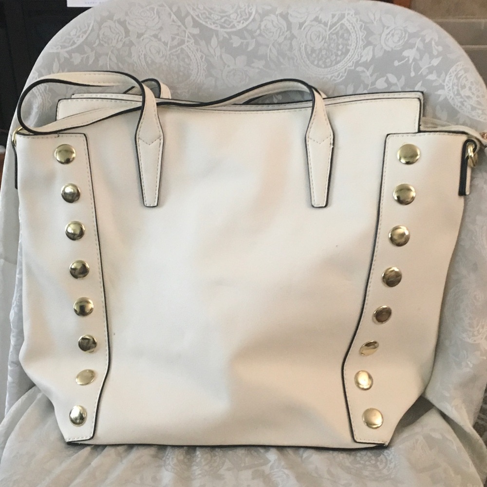 White Studded Handbag Elegant Everyday handbag